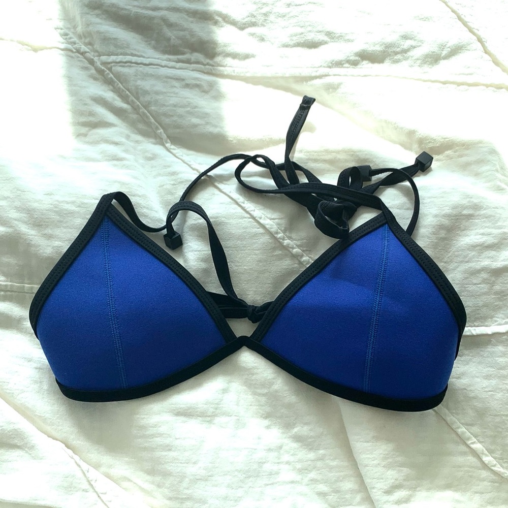 Triangl Cobalt Blue Neoprene Triangle Bikini Top - Size Medium